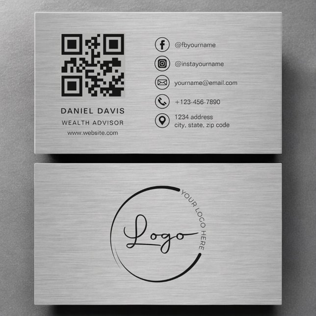 Carte De Visite Code QR Métal Conseiller en Patrimoine (Créateur téléchargé)
