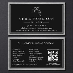 Carte De Visite Code QR métallique industriel pour entrepreneur en