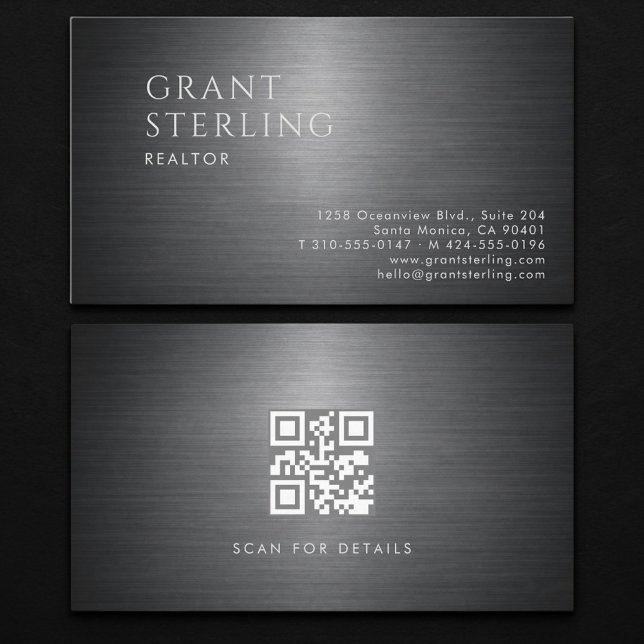 Carte De Visite Code QR métallique Realtor (Créateur téléchargé)