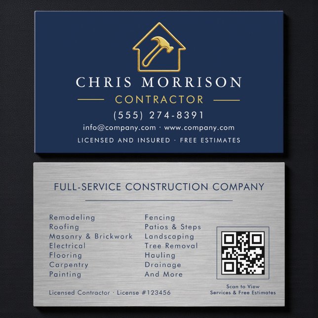 Carte De Visite Code QR métallisé or luxe pour entrepreneur (Créateur téléchargé)