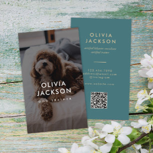 Carte De Visite Code QR minima moderne de l'entraîneur de chiens p