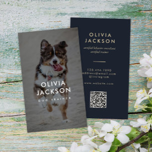 Carte De Visite Code QR minima moderne de l'entraîneur de chiens p