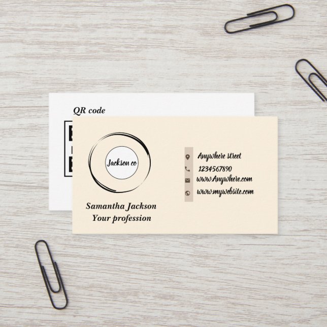 Carte De Visite Code QR minimal (Devant/Arrière en situation)