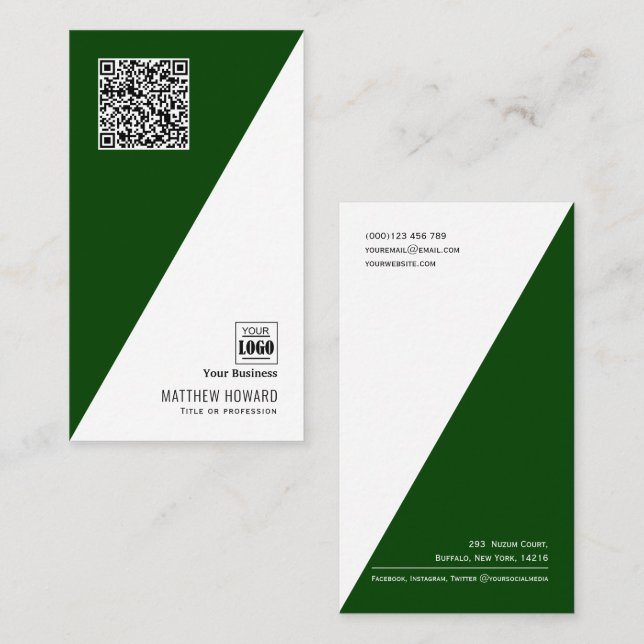 Carte De Visite Code QR minimal moderne Logo médias sociaux Entrep (Devant / Derrière)