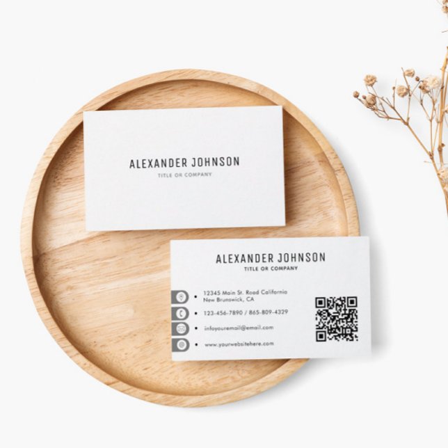 Carte De Visite Code QR minimal noir et blanc (Créateur téléchargé)