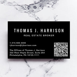 Carte De Visite Code QR minimal professionnel noir