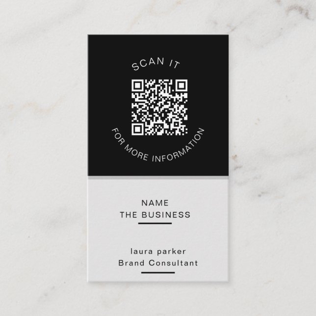 Carte De Visite Code QR minimal professionnel scannable pour promo (Devant)