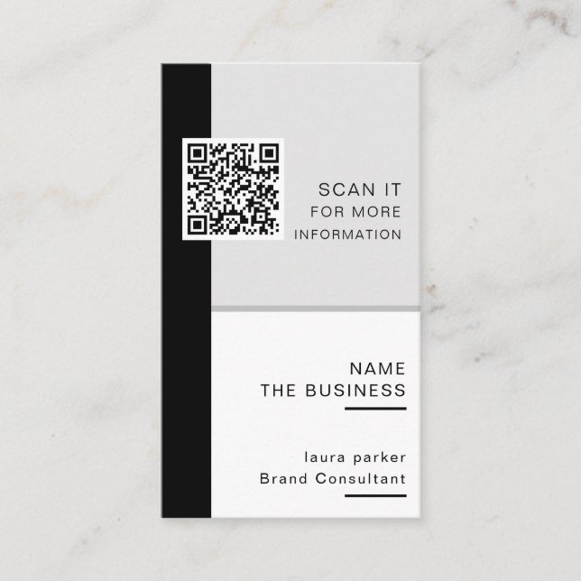 Carte De Visite Code QR minimal professionnel scannable pour promo (Devant)