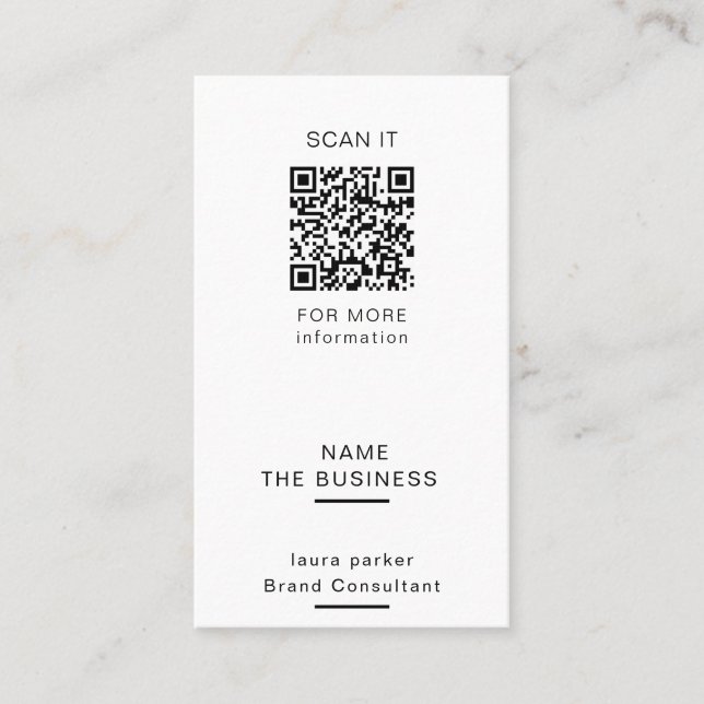 Carte De Visite Code QR minimal professionnel scannable pour promo (Devant)