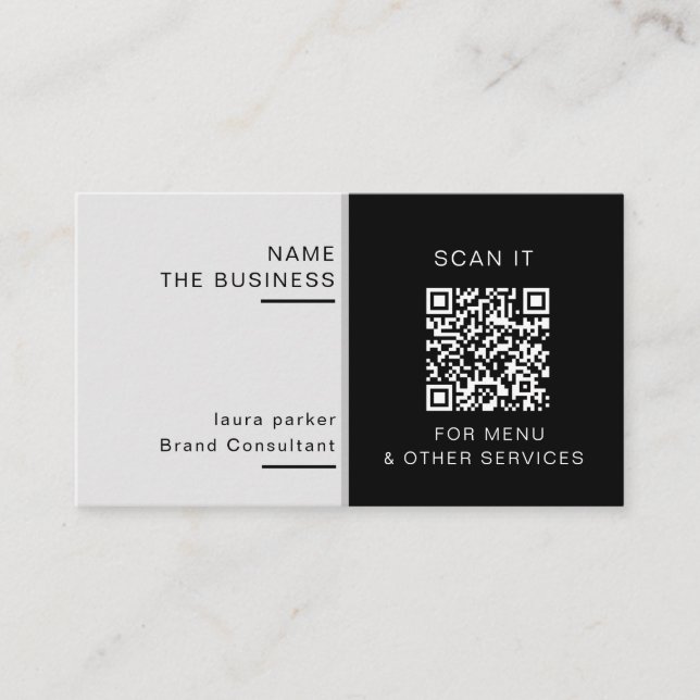Carte De Visite Code QR minimal professionnel scannable pour promo (Devant)