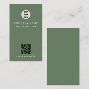 Carte De Visite Code QR minimal Sage vert
