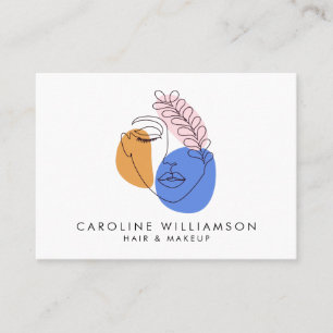 Carte De Visite Code QR minimaliste Abstrait de la ligne de portra