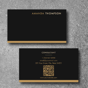 Carte De Visite Code QR minimaliste Black Gold professionnel