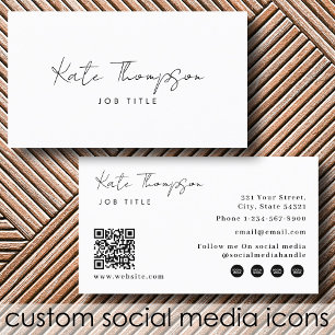 Carte De Visite Code QR minimaliste blanc moderne professionnel