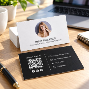 Carte De Visite Code QR minimaliste de médias sociaux de photo mod