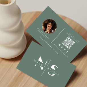 Carte De Visite Code QR minimaliste élégant et sage Photo professi