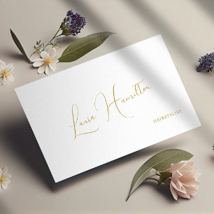 Carte De Visite Code QR minimaliste élégant nom écriture or