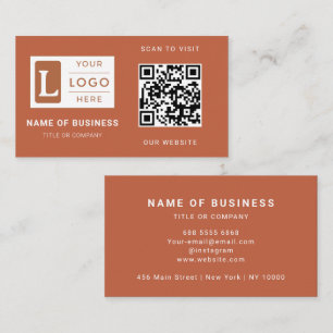 Carte De Visite Code QR minimaliste en terre cuite moderne avec lo