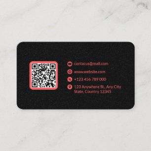 Carte De Visite Code QR minimaliste gris et rose