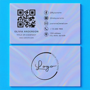 Carte De Visite Code QR minimaliste holographique