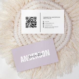 Carte De Visite Code QR minimaliste lilas lavande Moderne