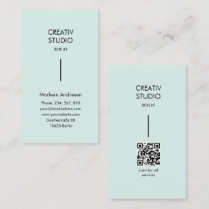 Carte De Visite Code QR minimaliste moderne menthe noir