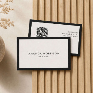Carte De Visite Code QR minimaliste noir/ivoire QR de luxe Médias 