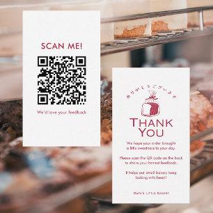 Carte De Visite Code QR Minimaliste pour Avis sur le Pain Rouge