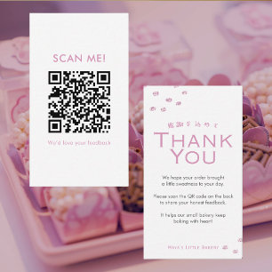 Carte De Visite Code QR Minimaliste Rose Pailleté pour Avis