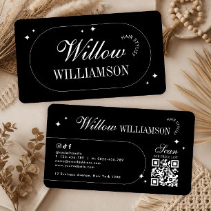 Carte De Visite Code QR minimaliste vintage calligraphie moderne