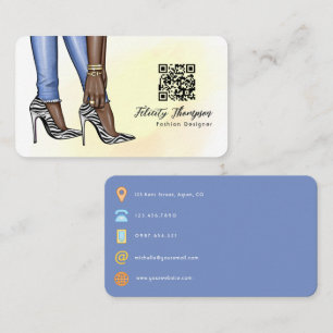 Carte De Visite Code QR mode Glam Chic Zèbre