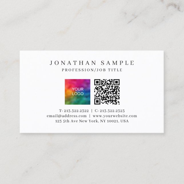 Carte De Visite Code QR Modèle moderne Téléchargez votre logo (Devant)