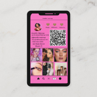 Carte De Visite Code QR moderne Artiste maquillage de grille Insta