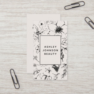 Carte De Visite Code QR moderne Botanique Blush et Noir