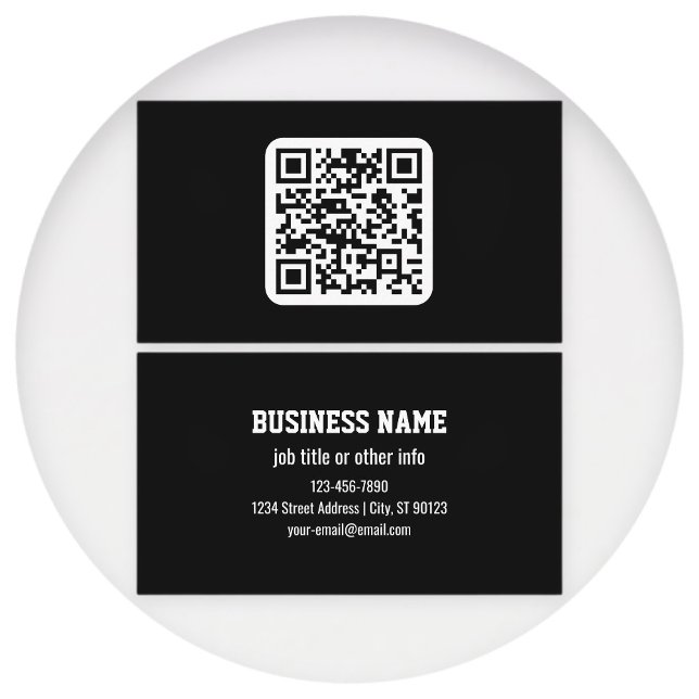 Carte De Visite Code QR moderne éditable | Noir Blanc ou toute cou (Créateur téléchargé)