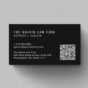 Carte De Visite Code QR moderne Entreprise Employé Noir