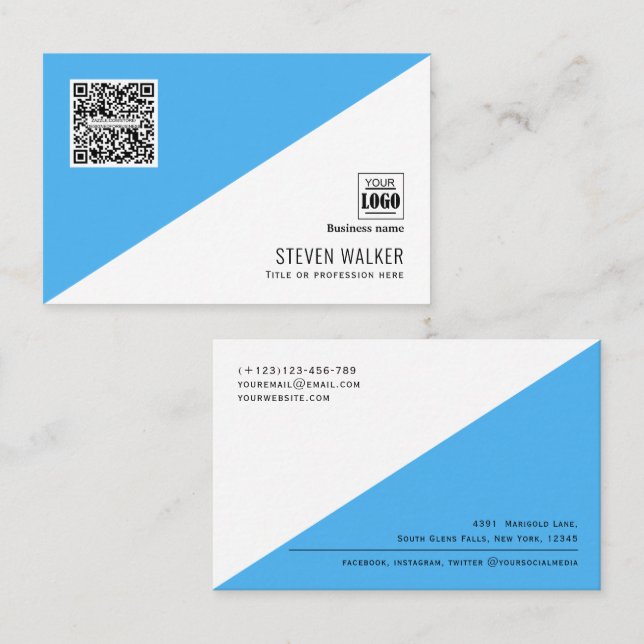 Carte De Visite Code QR moderne Entreprise professionnelle simple (Devant / Derrière)