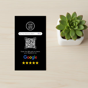 Carte De Visite Code QR Moderne et Élégant en Noir pour les Avis G