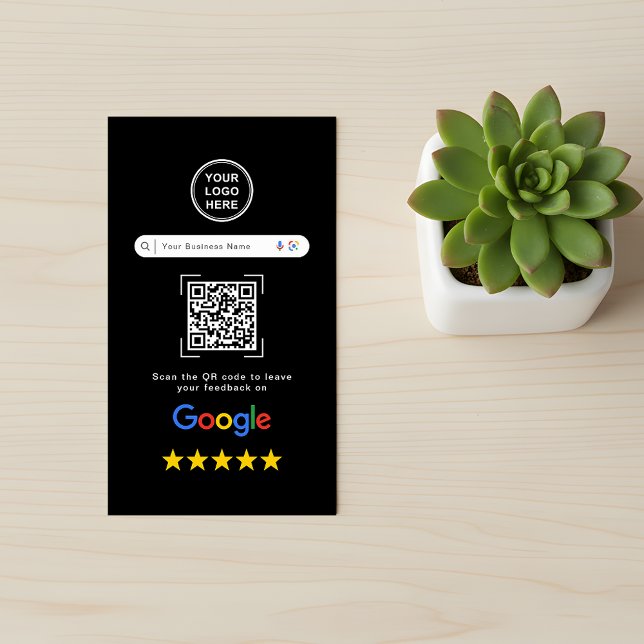 Carte De Visite Code QR Moderne et Élégant en Noir pour les Avis G (Créateur téléchargé)