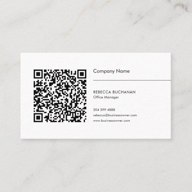 Carte De Visite Code QR moderne et logo de l'entreprise (Devant)