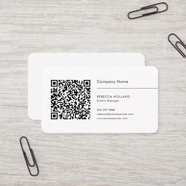 Carte De Visite Code QR moderne et logo d'entreprise (Devant/Arrière en situation)
