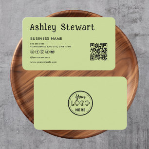 Carte De Visite Code Qr moderne Facebook Instagram Logo Lime Green