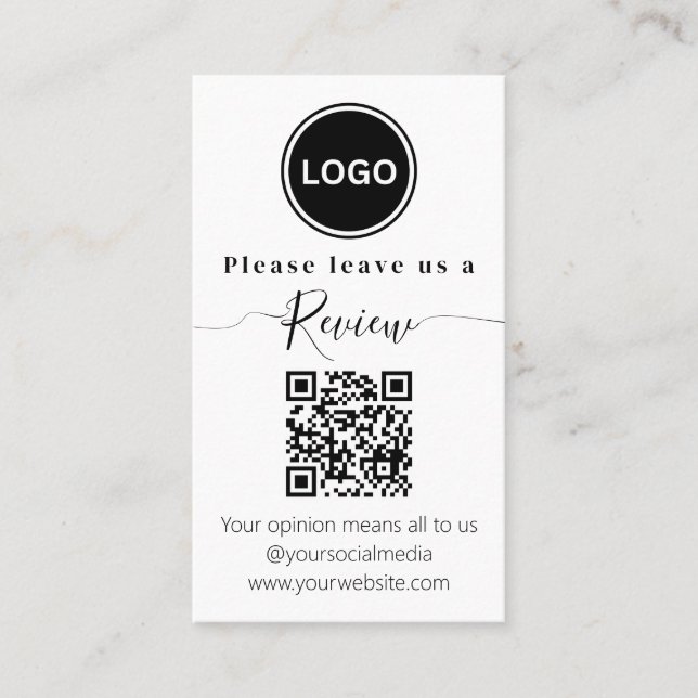 Carte De Visite Code QR moderne | Laissez-nous un avis (Devant)