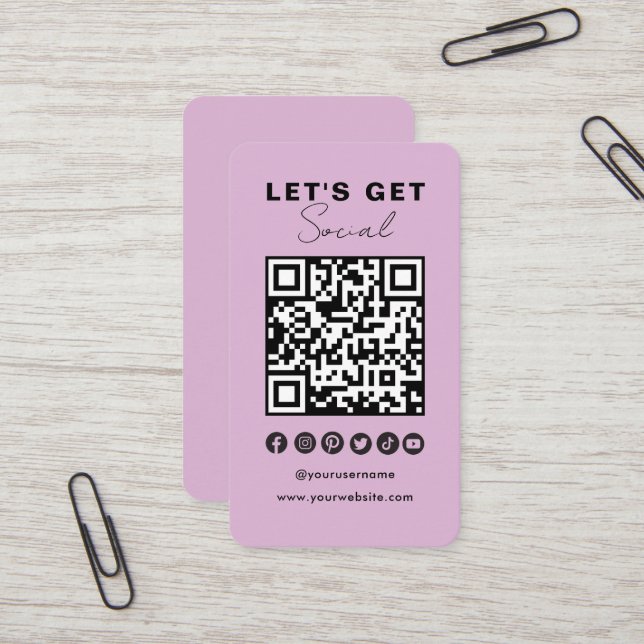 Carte De Visite Code QR Moderne Les Médias Sociaux Se Connectent A (Devant/Arrière en situation)