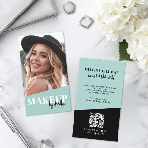 Carte De Visite Code QR Moderne Maquillage Photo Vertical