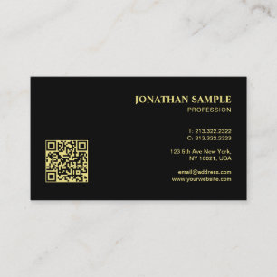 Carte De Visite Code QR Moderne Minimaliste Noir Et Or Professionn