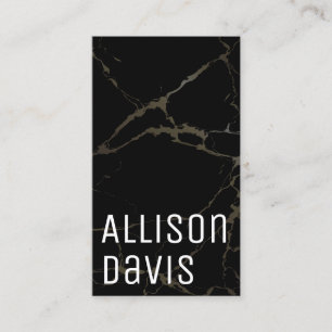 Carte De Visite Code QR moderne noir et Marbre blanc