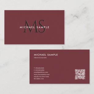 Carte De Visite Code QR moderne personnalisé Monogramme Elégante C