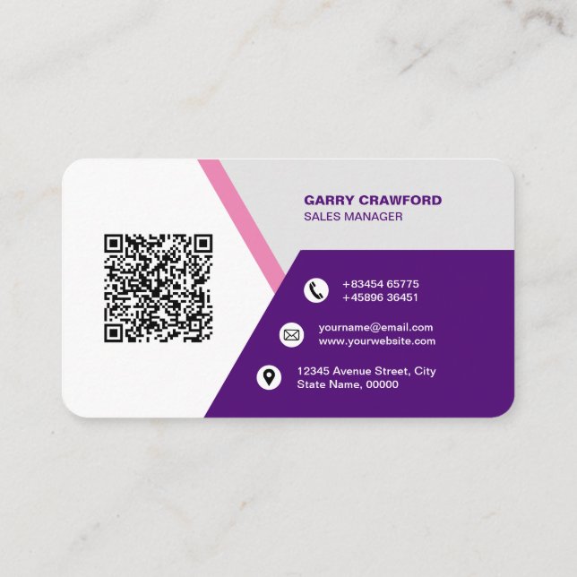 Carte De Visite Code QR moderne professionnel personnalisé Bu pers (Dos)