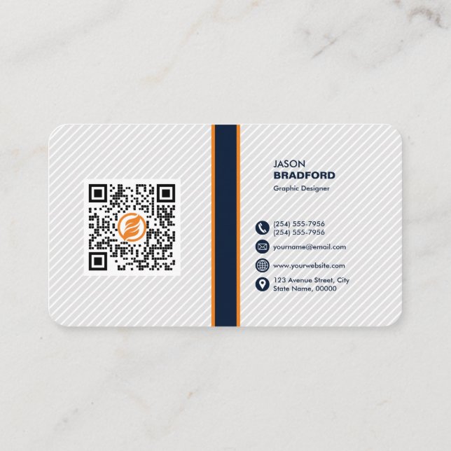 Carte De Visite Code QR moderne professionnel personnalisé Bu pers (Dos)